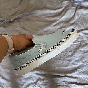NWOT Baby Blue Classic Slip on Vans